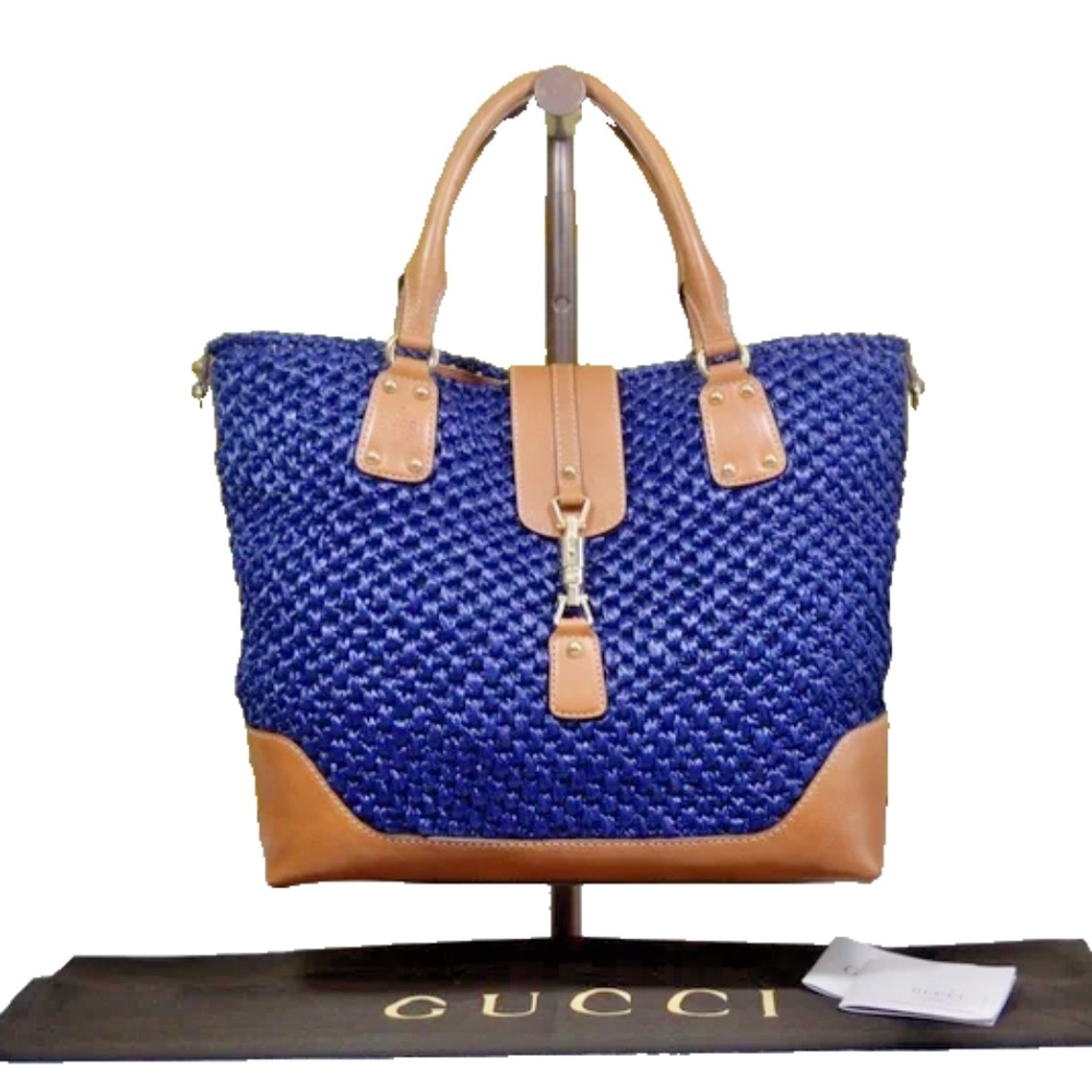 💯Authentic GUCCI Raffia Large Santa Monica Large Tote  Made in Italy  🇮🇹 - Picture 8 of 16